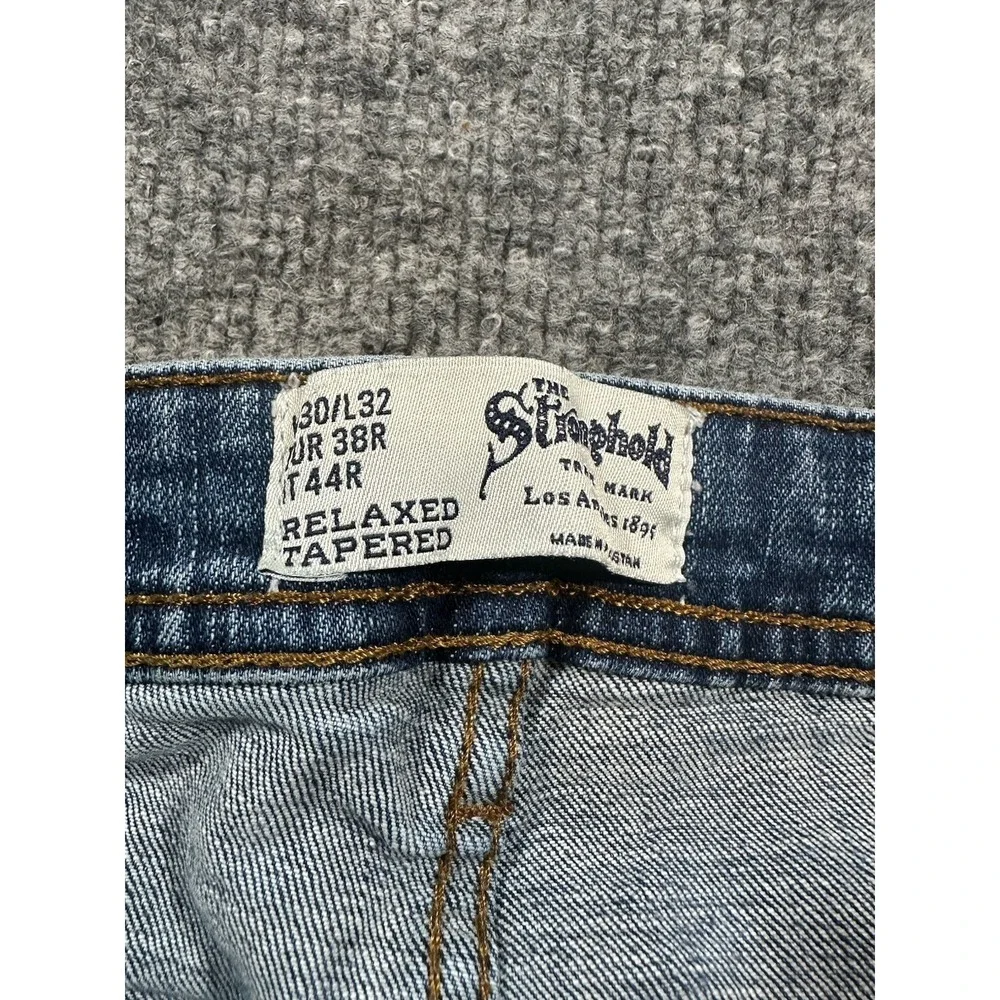 The Stronghold Los Angeles Men's Relaxed Tapered Denim Blue Jeans 30x29 Measured